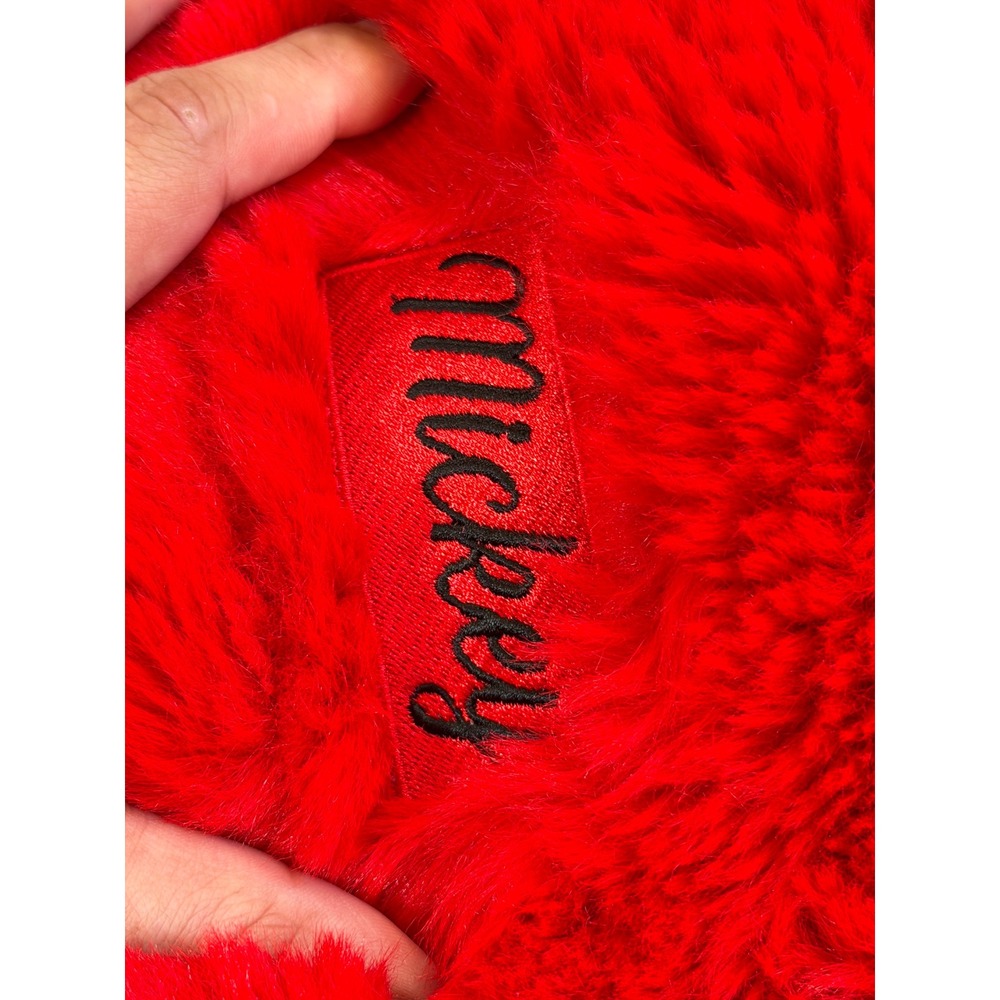 Disney Forever 21 Red Faux Fur Mickey Mouse Ear Hooded Cropped Jacket Womens M - Picture 5 of 8